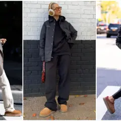 Trois femmes montrent comment s'habiller avec des Ugg : en blazer chic, en tenue décontractée ou en costume élégant.