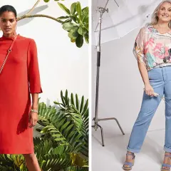 Deux femmes, l'une en robe rouge, l'autre en jean et chemisier fleuri, prouvent que ce qui vieillit une femme, c'est le manque de style.