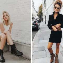 Quelle chaussure avec une robe noire en hiver ? Bottines noires ou marron pour un look chic et tendance.