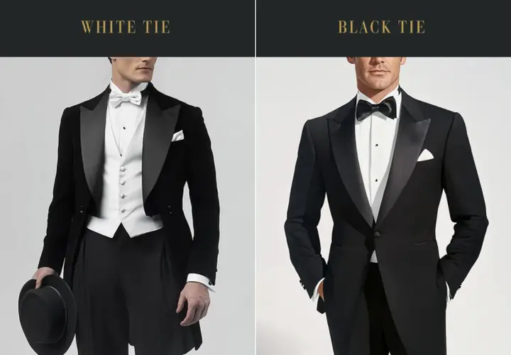 Un homme élégant porte un smoking avec un nœud papillon noir, prêt pour une soirée formelle.
