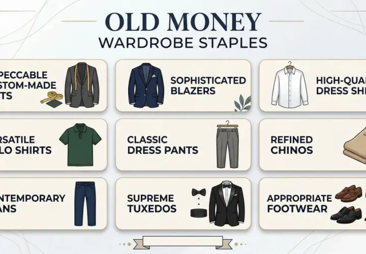 Guide pour avoir du style : costumes sur mesure, blazers, chemises de qualité, polos, pantalons classiques, chinos, jeans et chaussures.