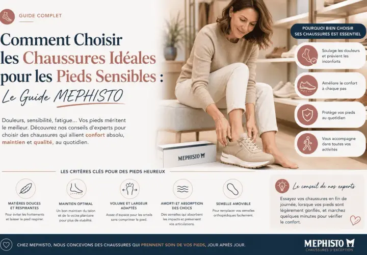 Guide pour comment choisir ses chaussures Mephisto pour pieds sensibles : confort, maintien et qualité au quotidien.
