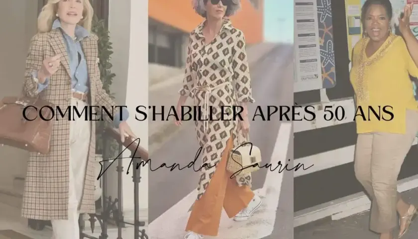 Trois femmes élégantes montrent comment paraitre plus vieille avec style. L'une porte un manteau à carreaux, l'autre une robe imprimée, et la troisième un haut jaune vif.