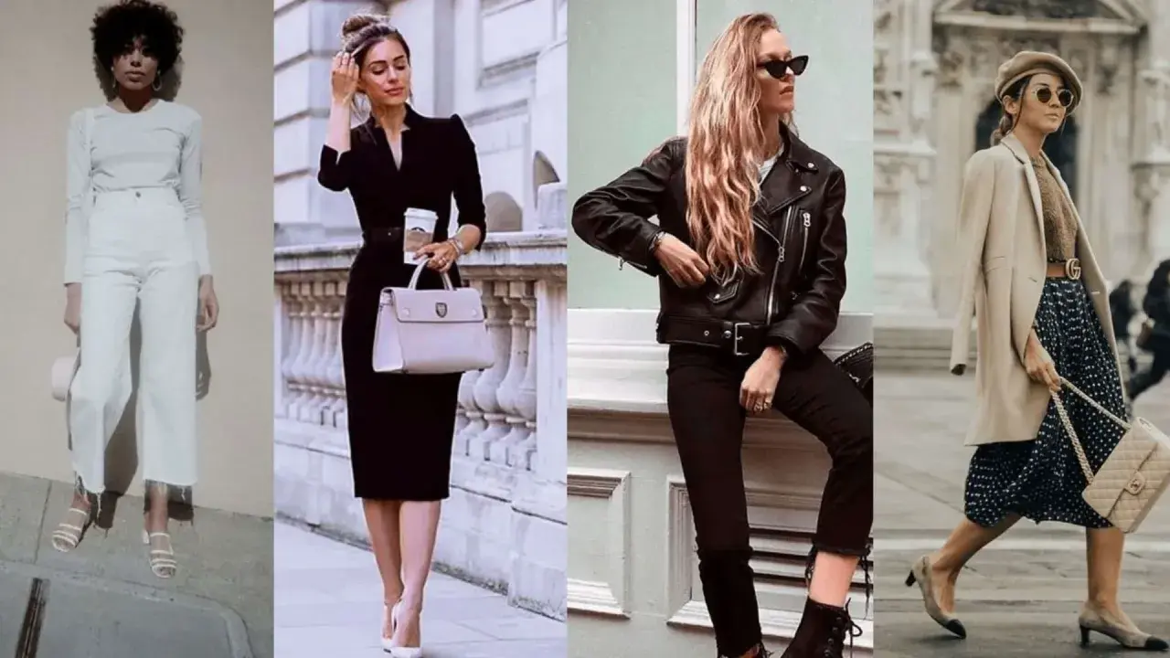 Apprendre à s'habiller femme : quatre looks stylés pour s'inspirer. Du blanc immaculé à la petite robe noire, en passant par le cuir rock et le chic parisien.