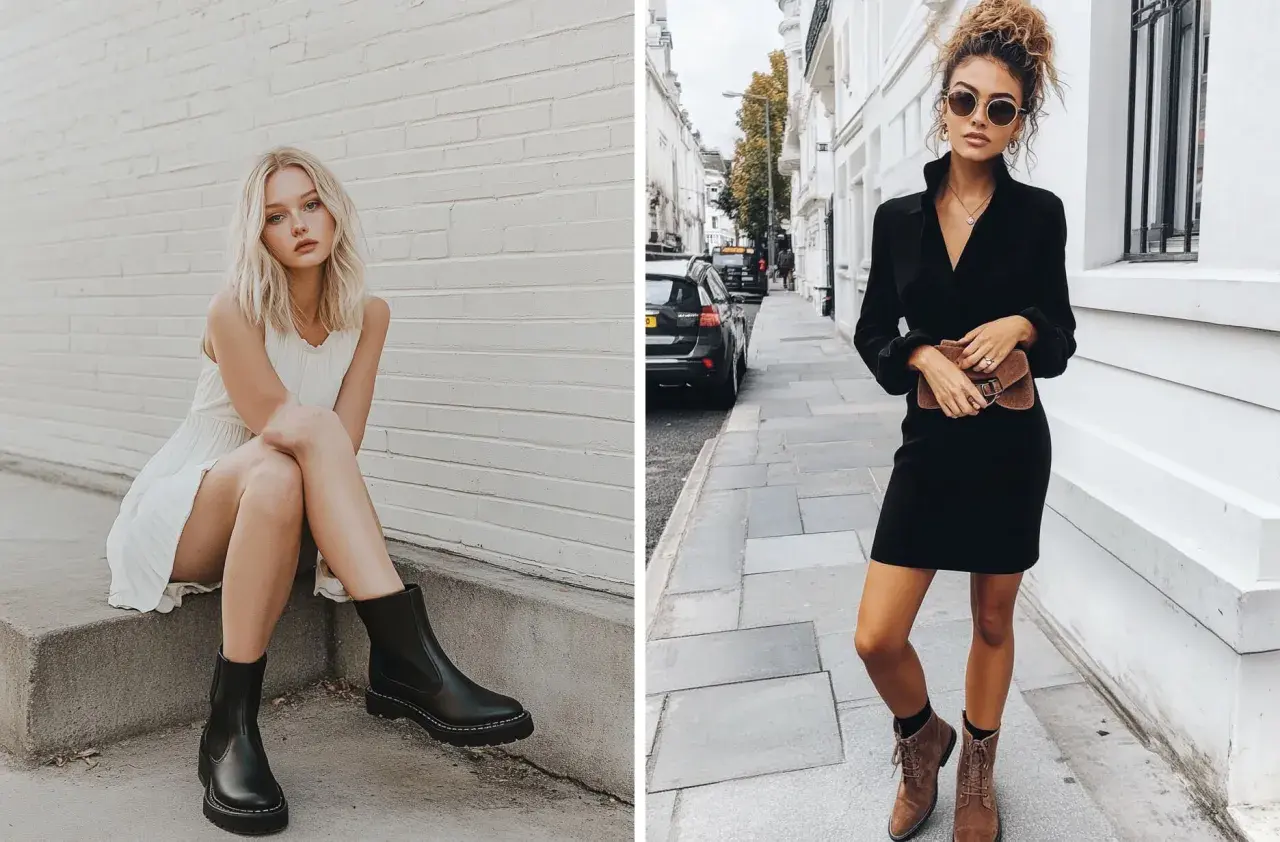 Quelle chaussure avec une robe noire en hiver ? Bottines noires ou marron pour un look chic et tendance.