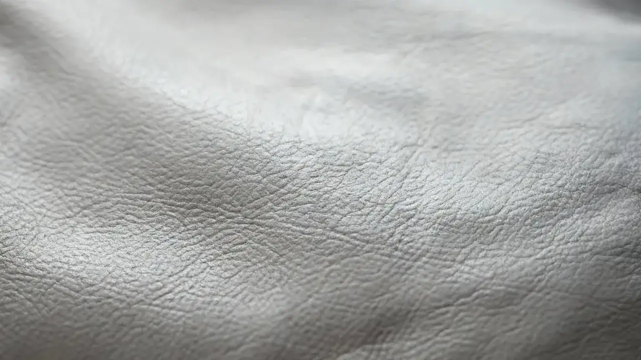 Texture détaillée d'un cuir gris clair, prêt à poncer pour révéler sa beauté naturelle.